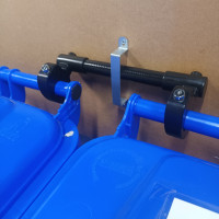 Wheelie bin clamp with galvanised wall, fence bracket